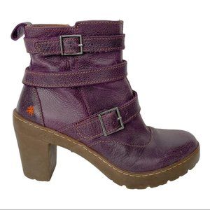Art Purple Leather Travel Gaucho Ankle Boots 36